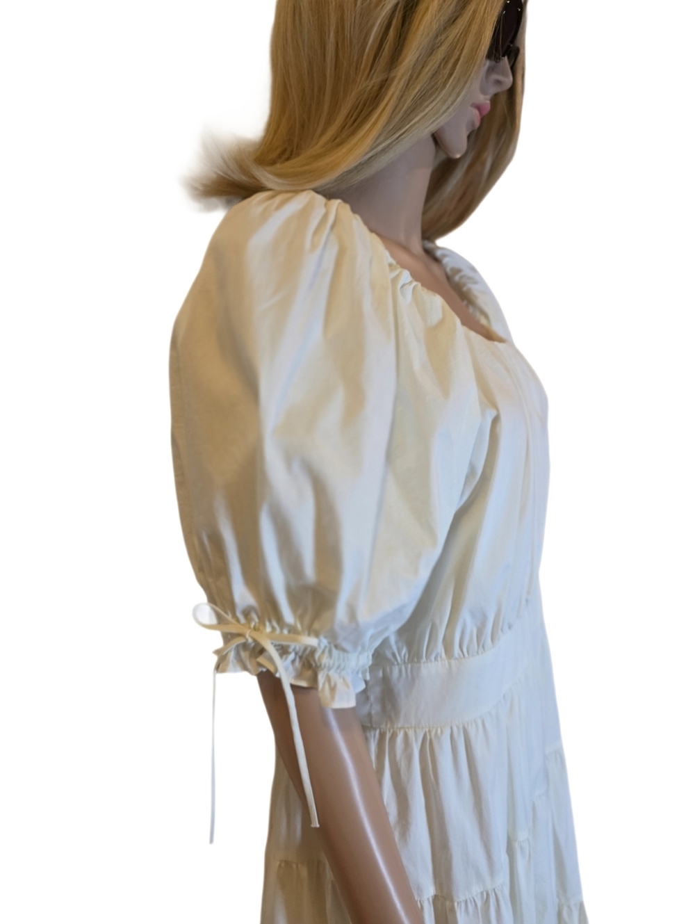 Rachel Parcell Soft White/Ivory Puff Sleeve Tiered Mini Dress - Size XL EUC - Picture 10 of 15
